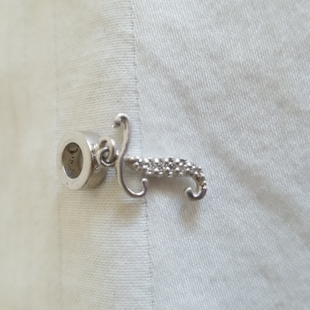 Sterling Silver Initial T CZ Bracelet Charm
